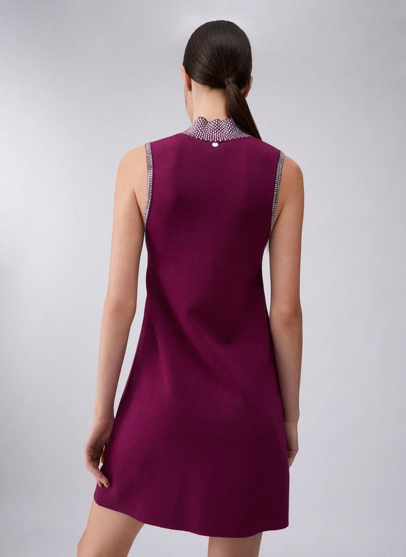 ليو جو Knit dress with rhinestones